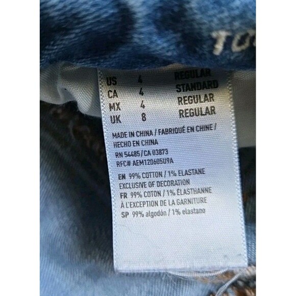 American Eagle AE Stretch Ripped Mom Jeans Hi Rise 4 Distressed Straight Leg - Picture 11 of 11